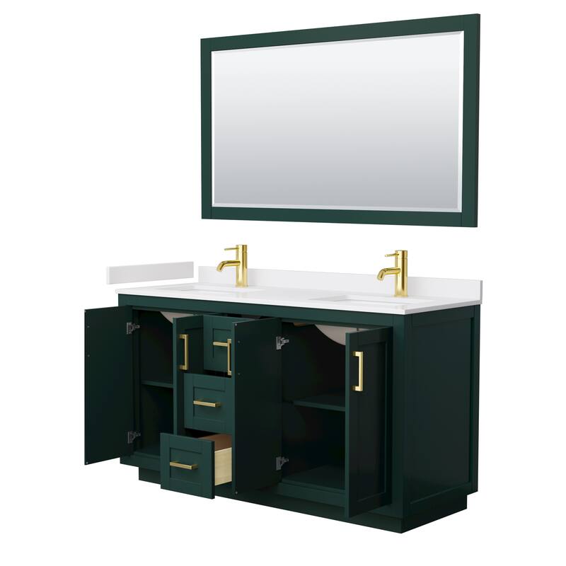 Miranda Bathroom Vanity Set, Cultured Marble Top, 58-Inch Mirror