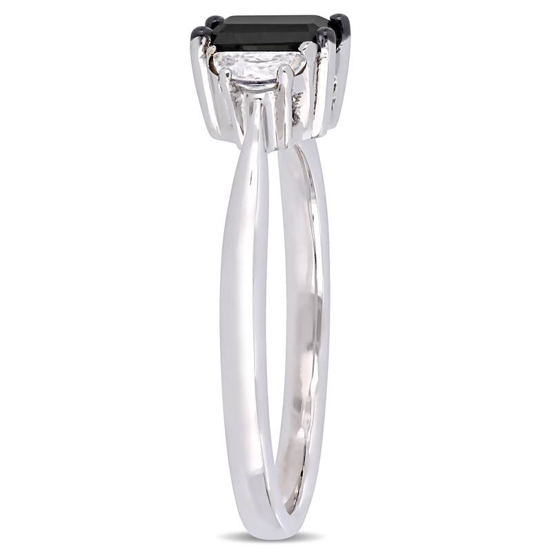 Miadora 3/4ct TDW Black Diamond 1/3ct TGW White Sapphire Engagement Ring in 10k White Gold