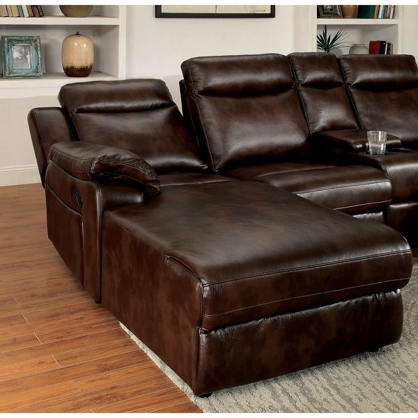 pic Dark Brown Leather Sectional With Recliners usd