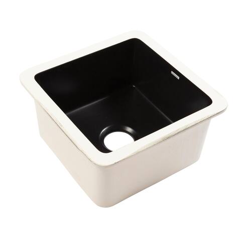 Eden Matte Black Fireclay 18" Single Bowl Undermount Kitchen Sink and Drain