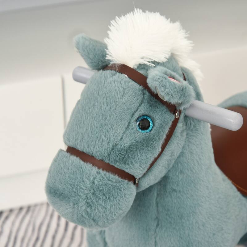 Kids Plush Rocking Horse with Authentic Neighing Sounds, Soft Body, and Developmental Benefits, for Toddlers 36 Months+