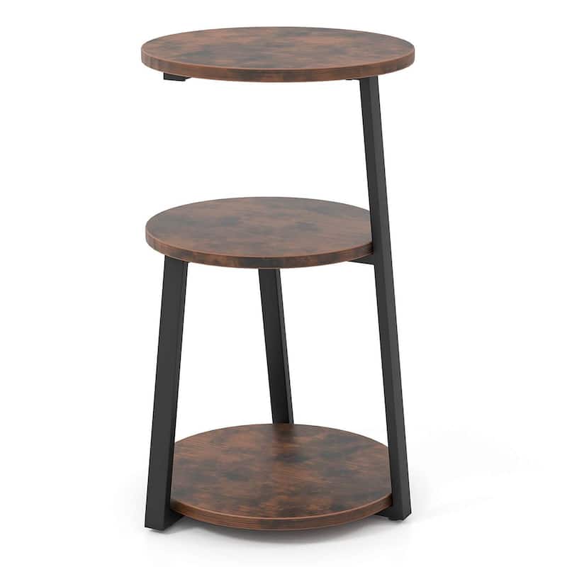 1/2 pcs 3-tier Round End Table Industrial Side Table Coffee Table - 1 pcs