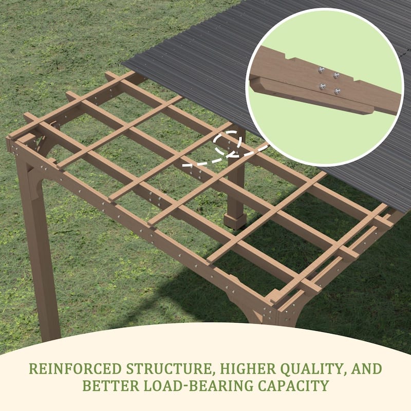 VEIKOUS Wood BBQ Grill Gazebo with Steel Roof for Patio Garden Backyard and Lawn