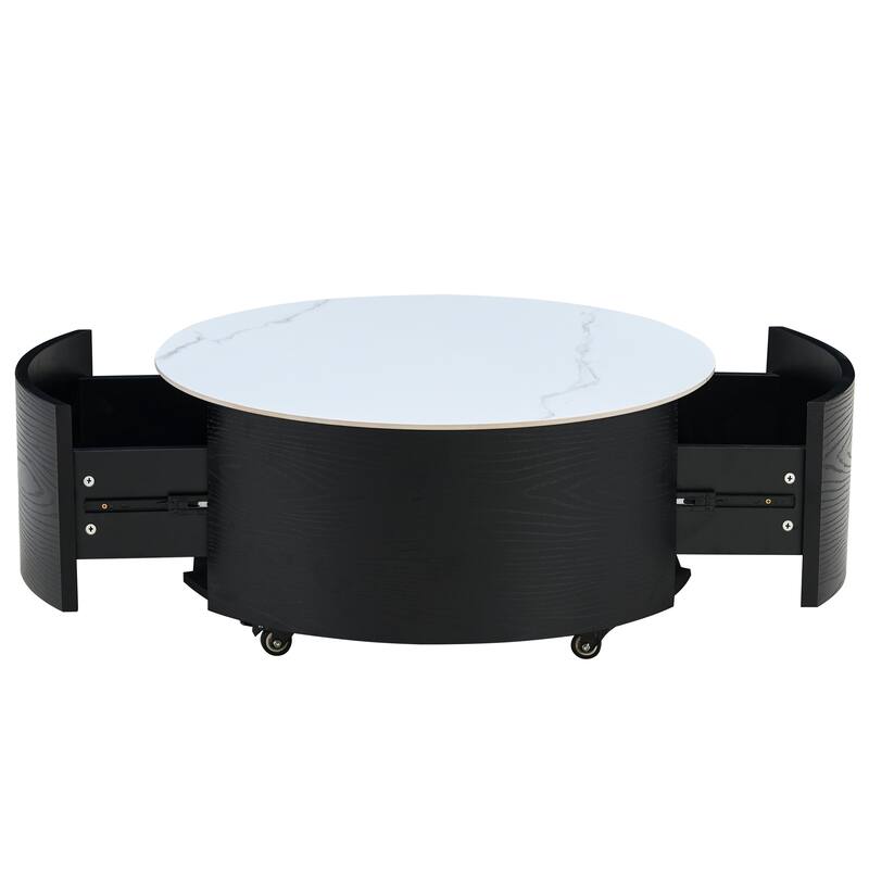 Modern Round Movable Coffee Table with Casters
