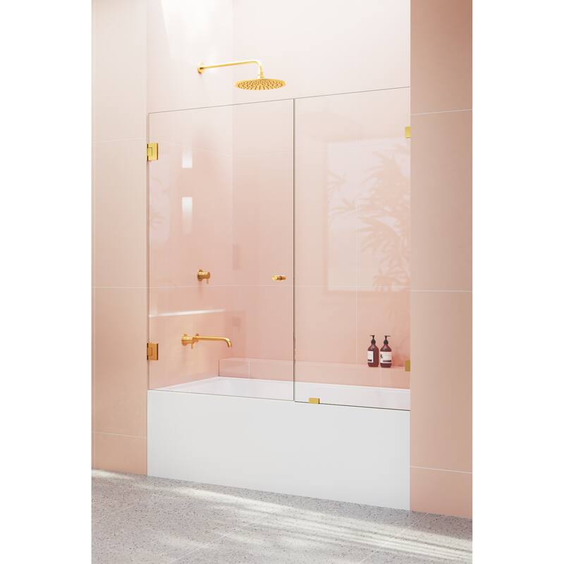Glass Warehouse 58.25" x 52" Frameless Shower Bath Door - Wall Hinge