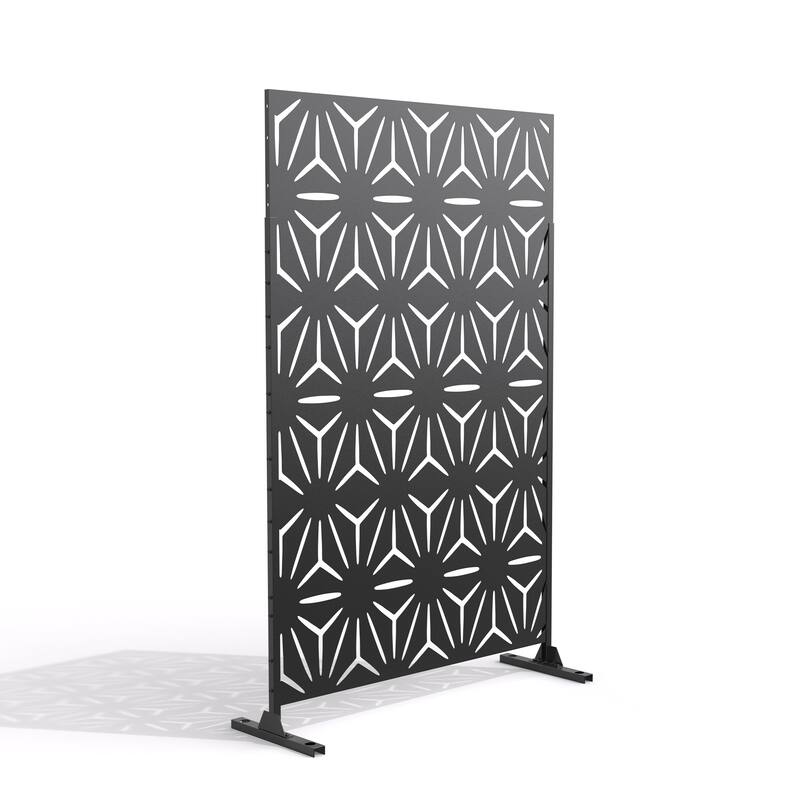 Free Standing Decorative Outdoor Privacy Screen - 05-Black