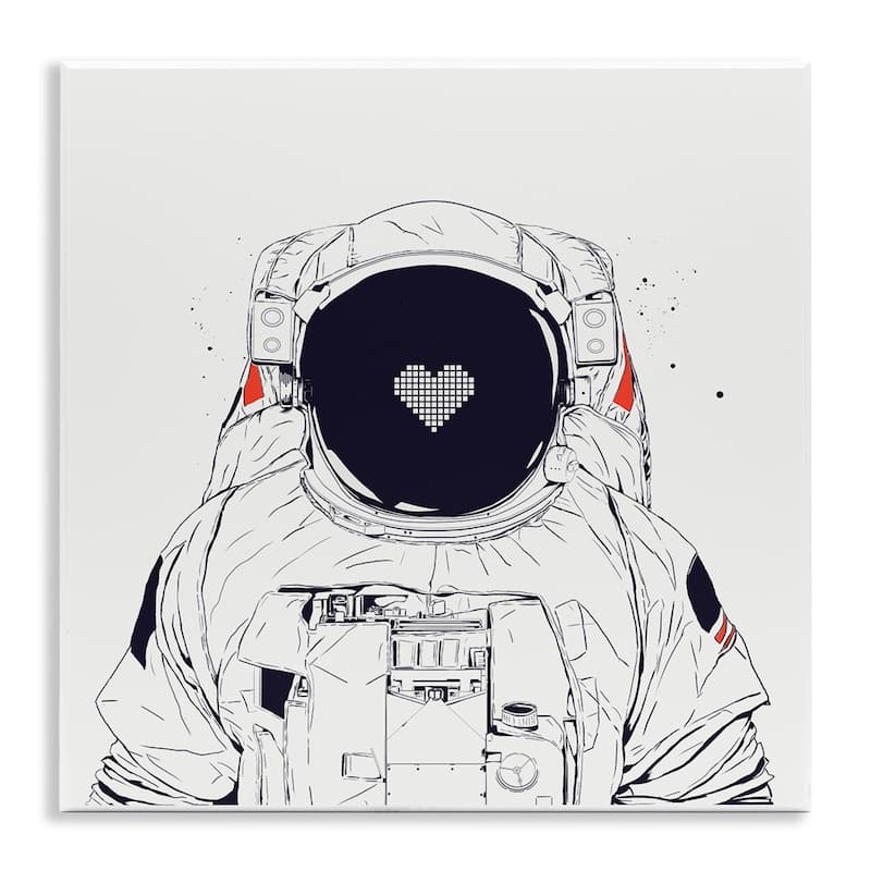 Stupell Minimal Astronaut with Heart Wall Plaque Art Design By Balazs Solti - 12 x 12