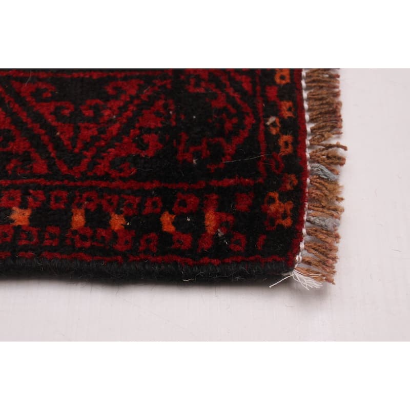 ECARPETGALLERY Hand-knotted Baluch Red Wool Rug - 2'11 x 6'4