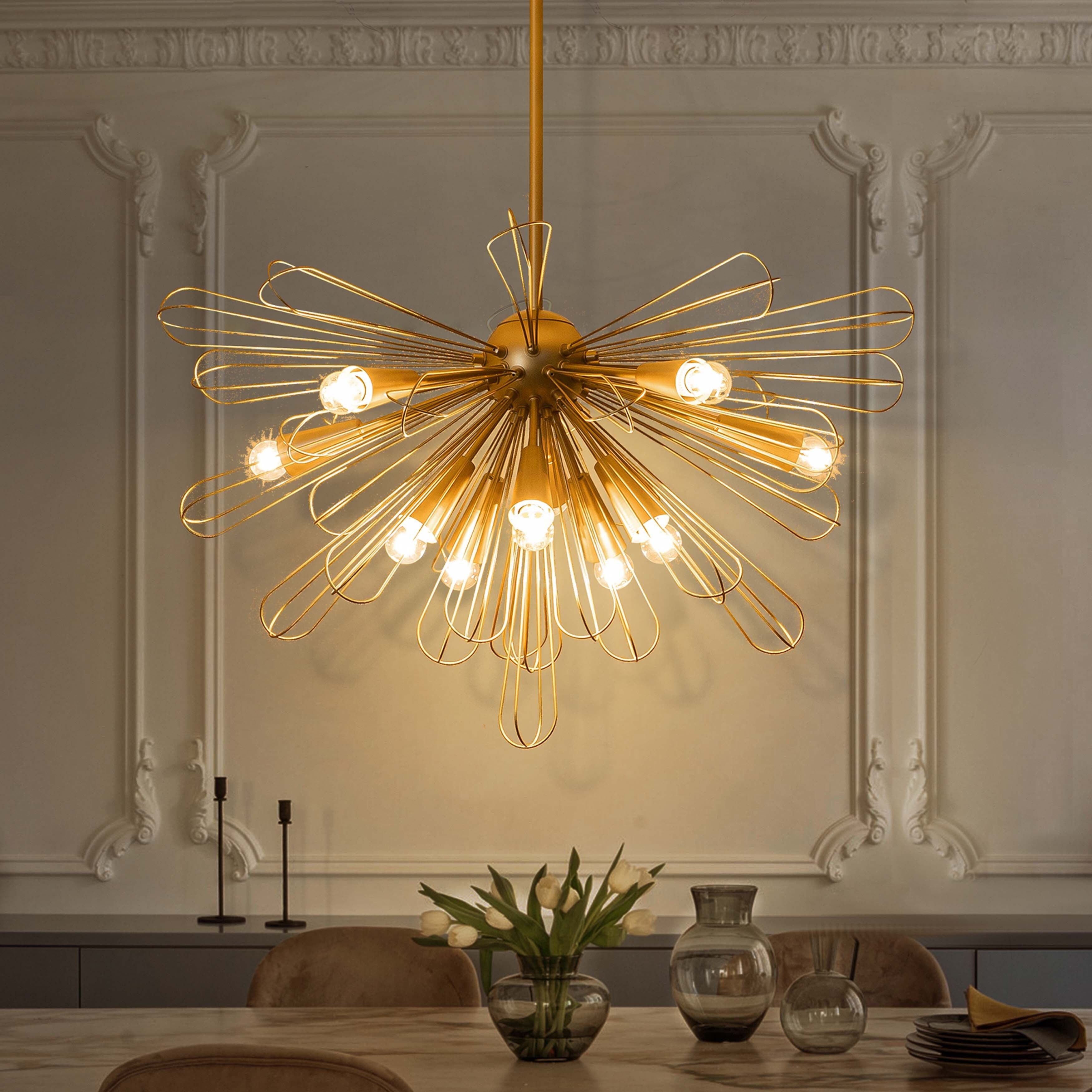 10 Light Modern Dimmable Sputnik Sphere Chandelier Starburst Pendant Island Light