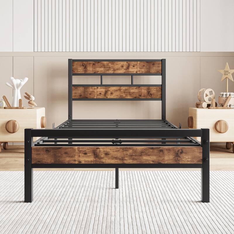 Rustic Vintage Wooden Platform Bed Frame