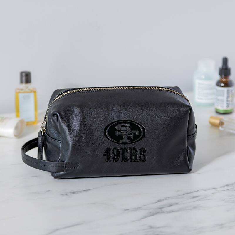 San Francisco 49ers, Hybrid Leather Lined Toiletry Bag with Handle, Black