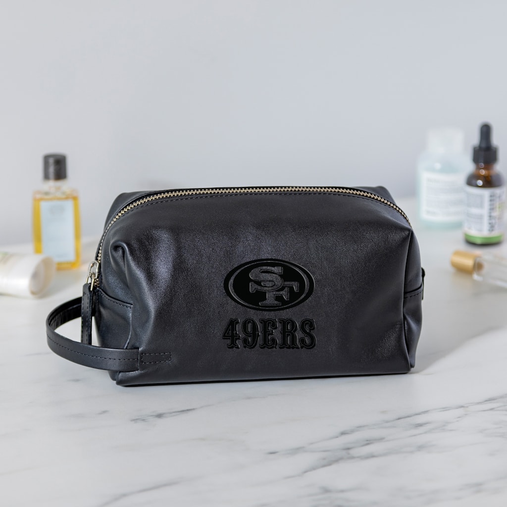 San Francisco 49ers, Hybrid Leather Lined Toiletry Bag with Handle, Black