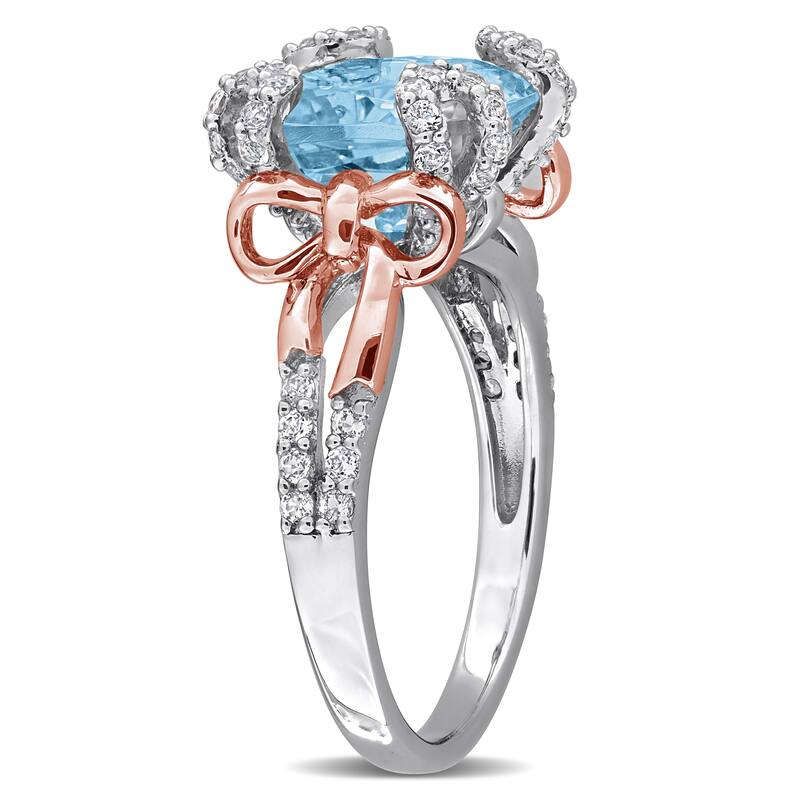 Miadora 6 1/10ct TGW Sky Blue Topaz and White Topaz Cocktail Ring in Two-Tone Silver