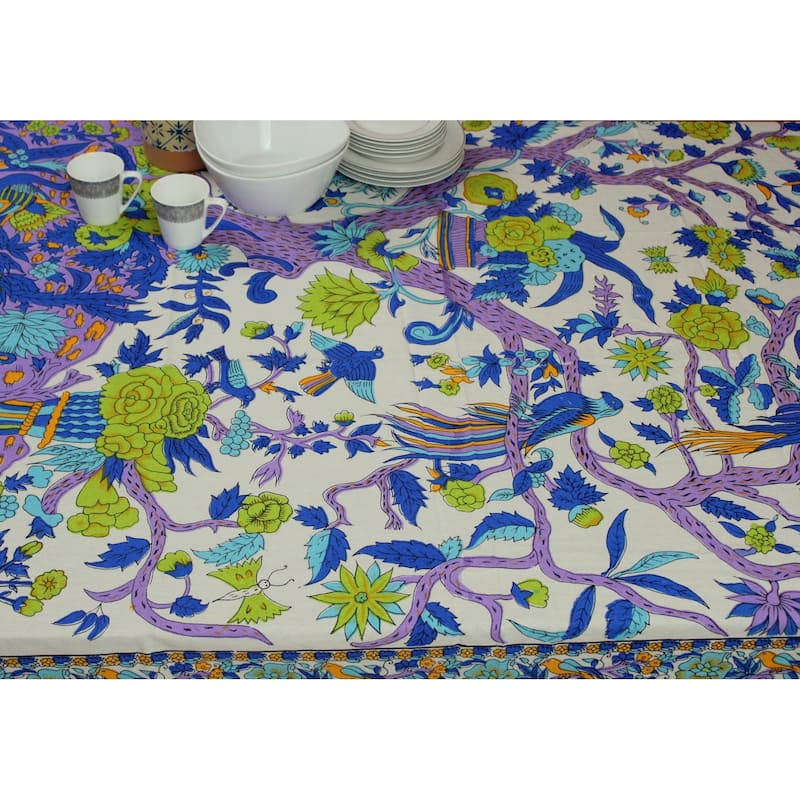 Vibrant Cotton Floral Tree Of Life Tablecloth Collection