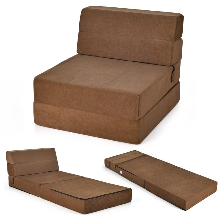 Tri-Fold Folding Chair Convertible Sleeper Bed - 75" x 28" x 6 "