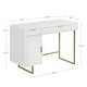 preview thumbnail 4 of 6, Jacklyn White Modern Computer Desk, Workstation or Writing Desk for Small Spaces with Drawers and Cabinet Storage