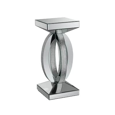 12.25 in. Silver Square Wood End Table, Sturdy Build End Side Table for Living Rooms