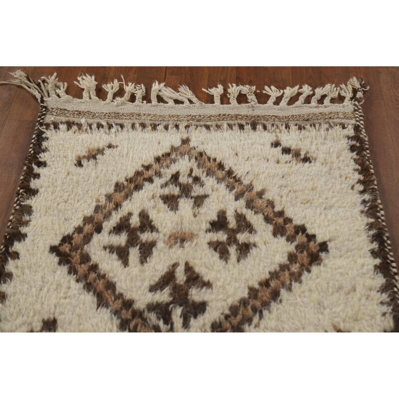 Geometric Anatolian Runner Rug Handmade Wool Carpet - 2'11"x 10'8"