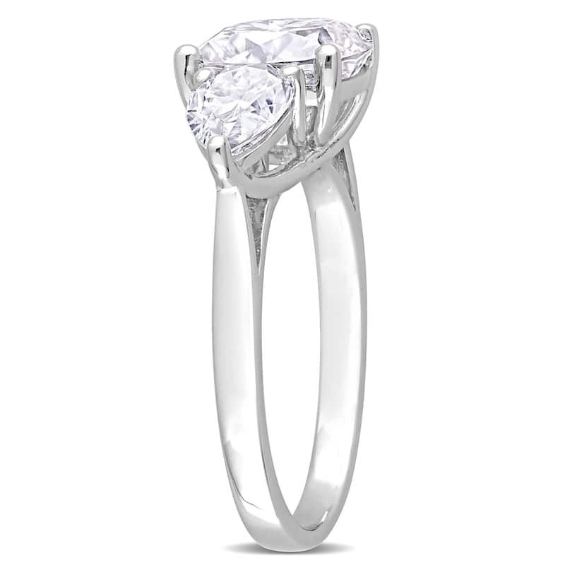 Miadora 4 5/8ct DEW Created Moissanite Three Stone Ring Sterling Silver
