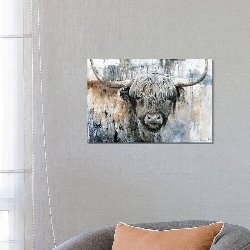 iCanvas "Highland Cow II" by Studio Paint-Ing Canvas Print - 18x26x1.5