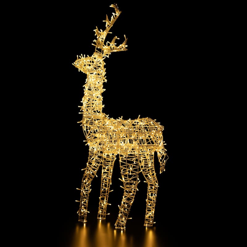 48" White LED Upright Standing Reindeer Christmas Outdoor Decoration