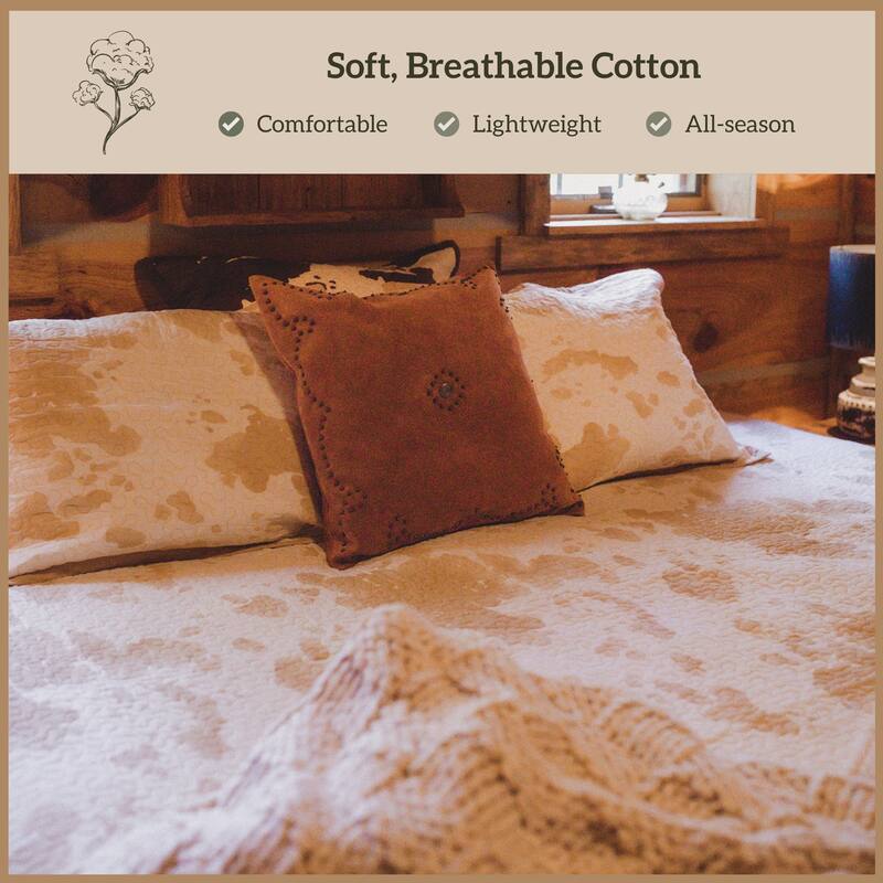 Paseo Road Elsa Cow Print and Paisley 100% Cotton 3 Piece Reversible Quilt Set