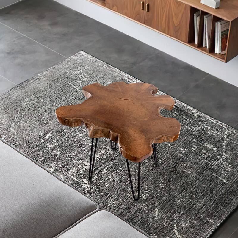 Greenage Solid Wood Teak Live Edge Natural Cut Coffee Table
