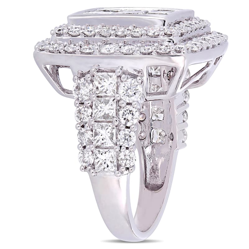 Miadora Signature Collection 14k White Gold 5ct TDW Diamond Cluster Double Halo Engagement Ring