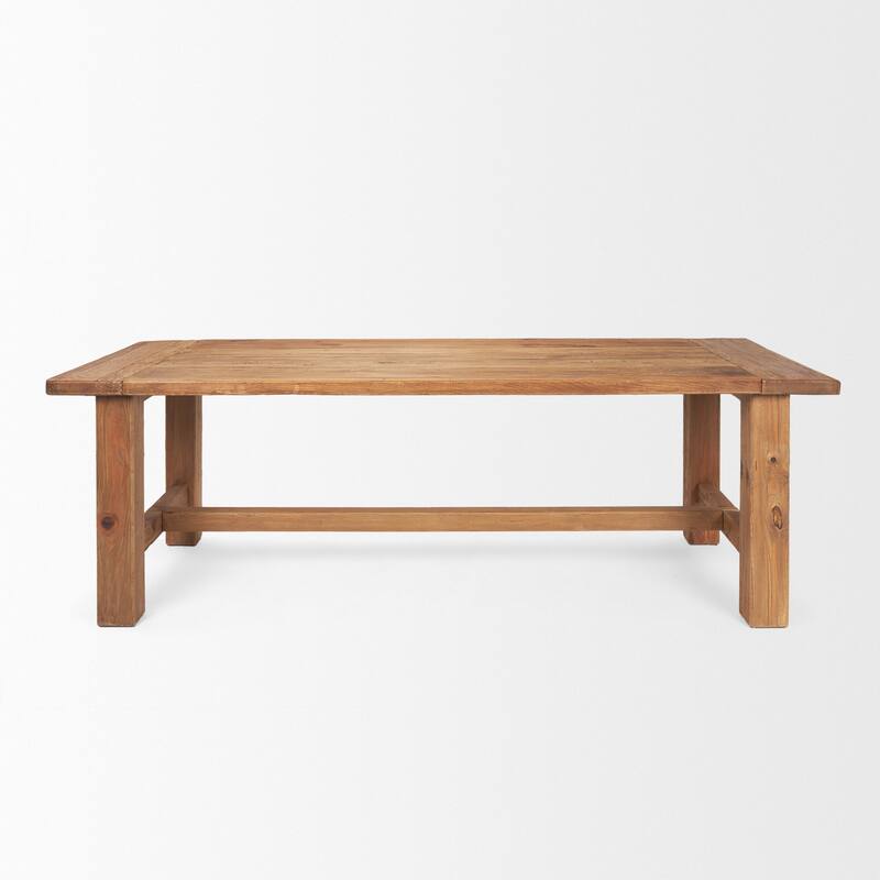 HomeRoots 95" Natural Reclaimed Wood Trestle Base Dining Table - 94.50 in. x 30.00 in. x 39.00 in.