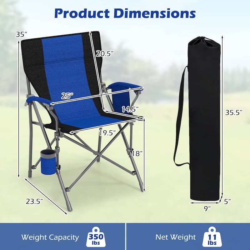 Costway 1/2 PCS Folding Camping Chair for Adults Portable Lawn Chair