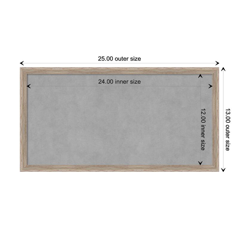 Amanti Art Hardwood Wedge White Wash Framed Magnetic Board - Board Size 24x12