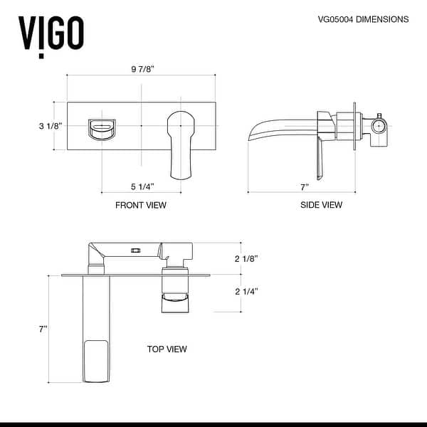 dimension image slide 0 of 2, VIGO Cornelius 3" H Single Handle Wall Mount Bathroom Faucet