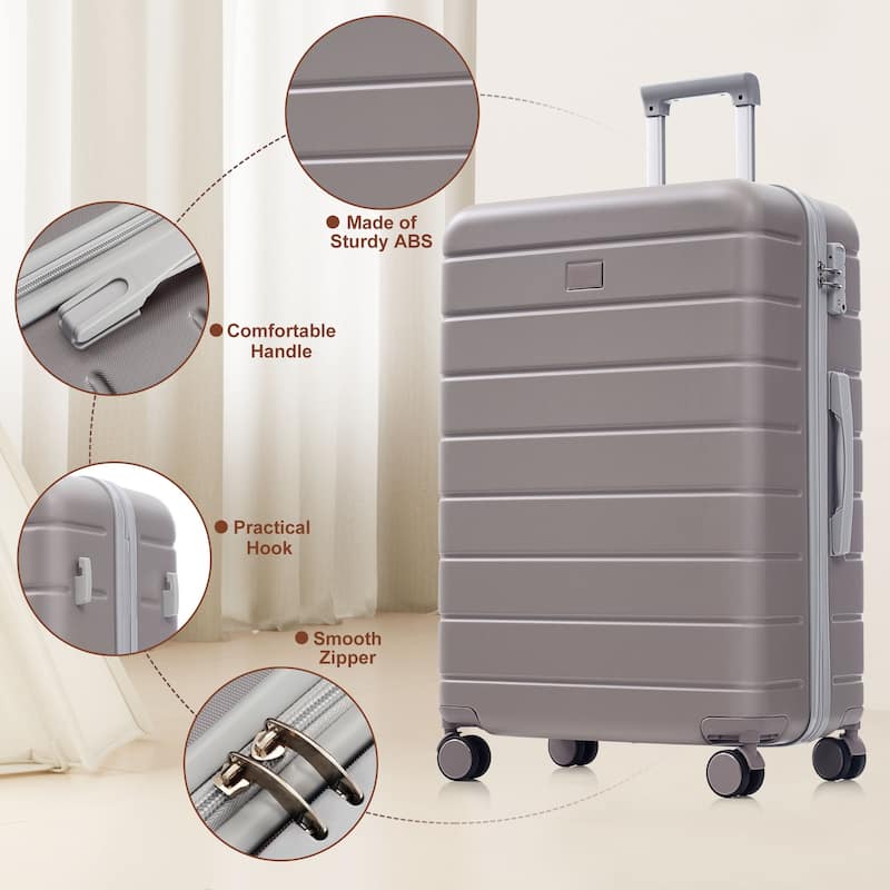 Premium ABS Travel Luggage Set, 3-Piece TSA Lock Suitcase Ensemble with 20, 24, and 28 Inch Sizes with 360°Spinner Wheels