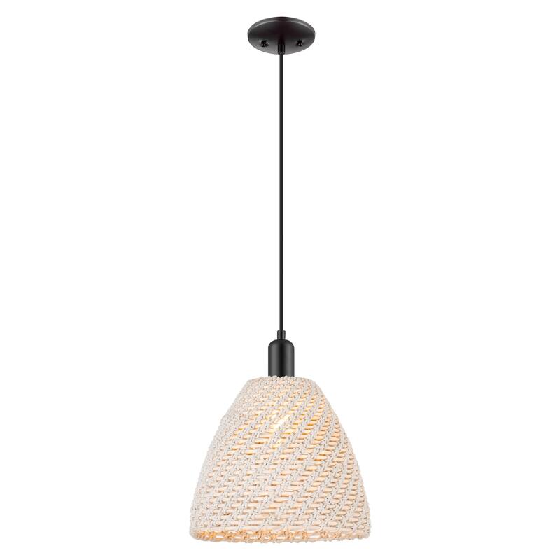 Innovations Lighting Downtown Urban - Natural Ballston Dome - 1 Light 12" Cord Hung Mini Pendant - Natural Shade/Matte Black