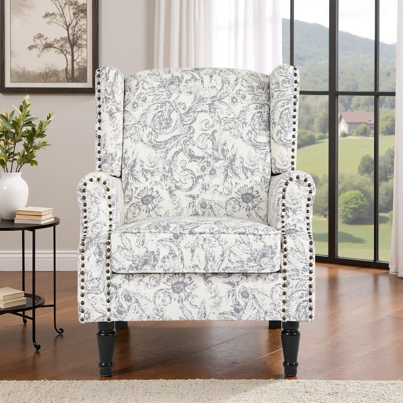 Patterned Upholstered Accent Chair for Living Room