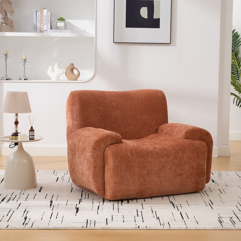 Roomfitters Oversized Chenille Accent Chair, Deep Seat Lounge Armchair Single Sofa for Living Room Bedroom Apartment Dorm - Orange