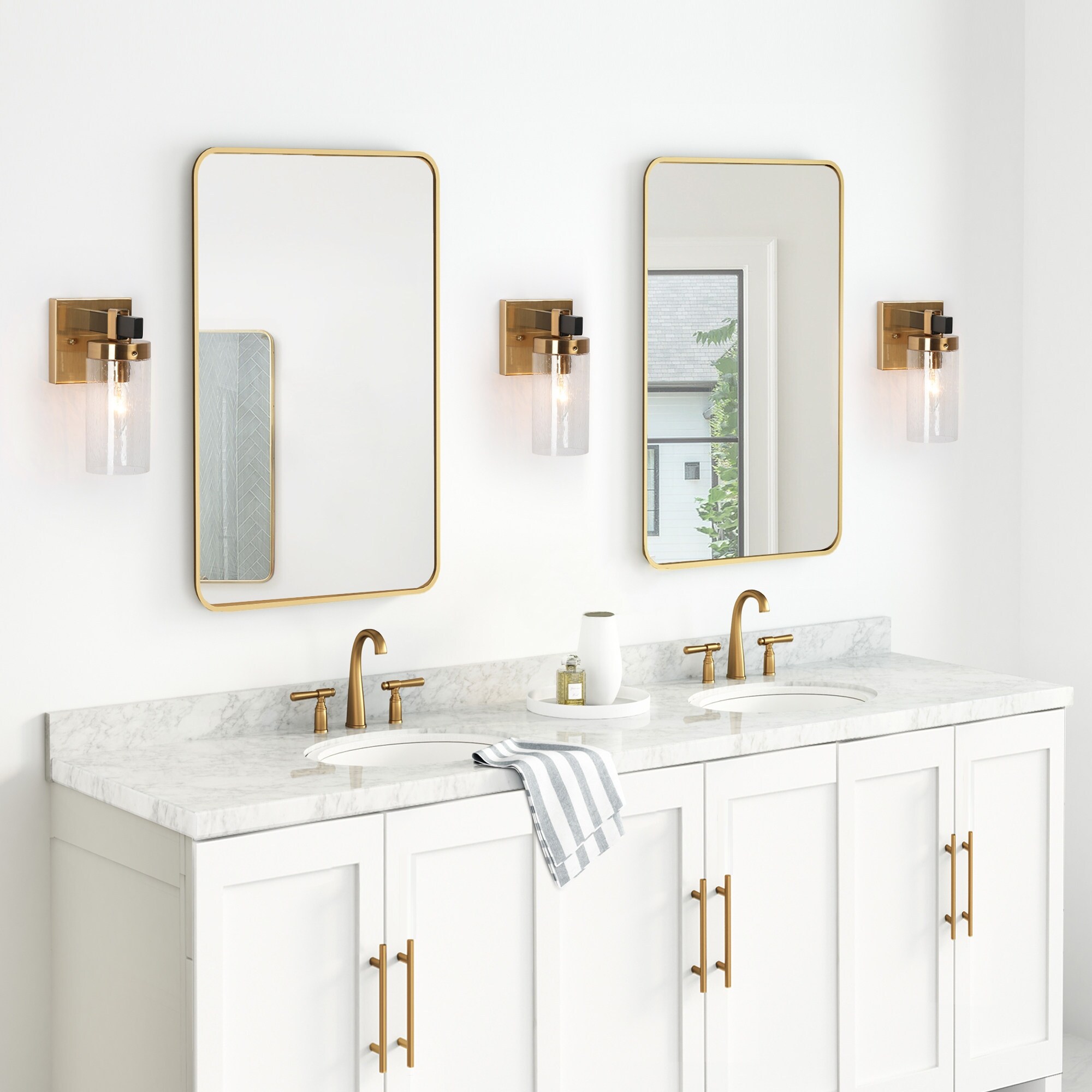 Isha 4-Light Bathroom Black Gold Vanity Lights Modern Wall Sconce with –  Modern Rugs and Decor