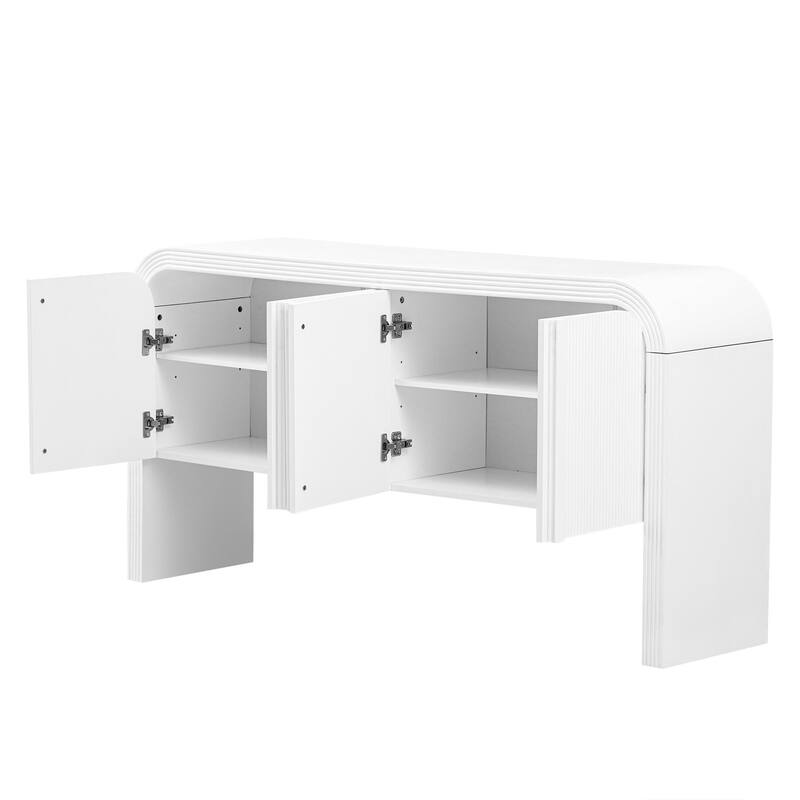 Striped Storage Cabinet with 4 Adjustable Doors