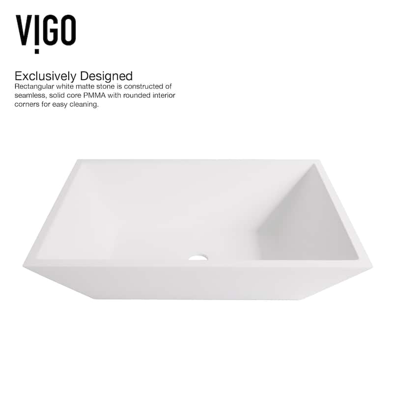 VIGO Vinca 18"L x 14"W MatteStone Vessel Sink and Cass Wall Mount Faucet Set
