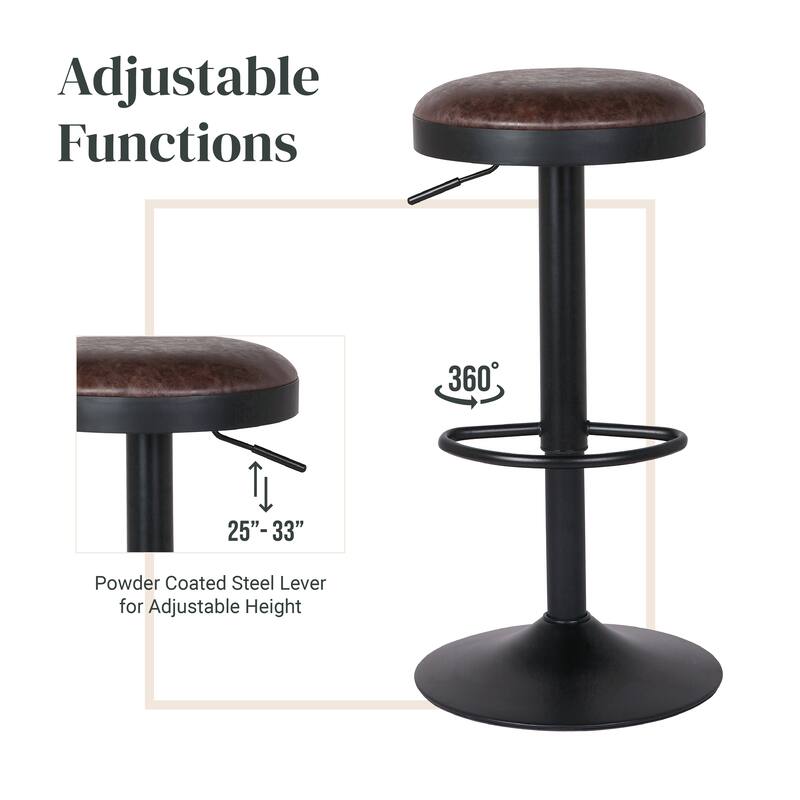 NPD Furniture Juno Gaslift Backless Swivel Bar Stool (Set of 2)
