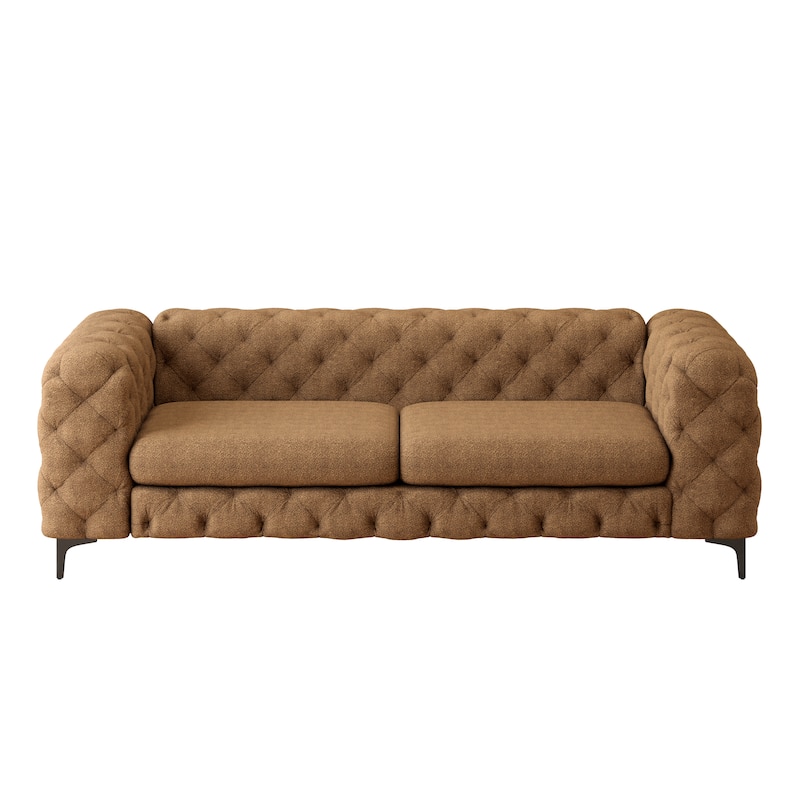 Corvus Aosta Chesterfield Tufted Velvet Sofa - Orange