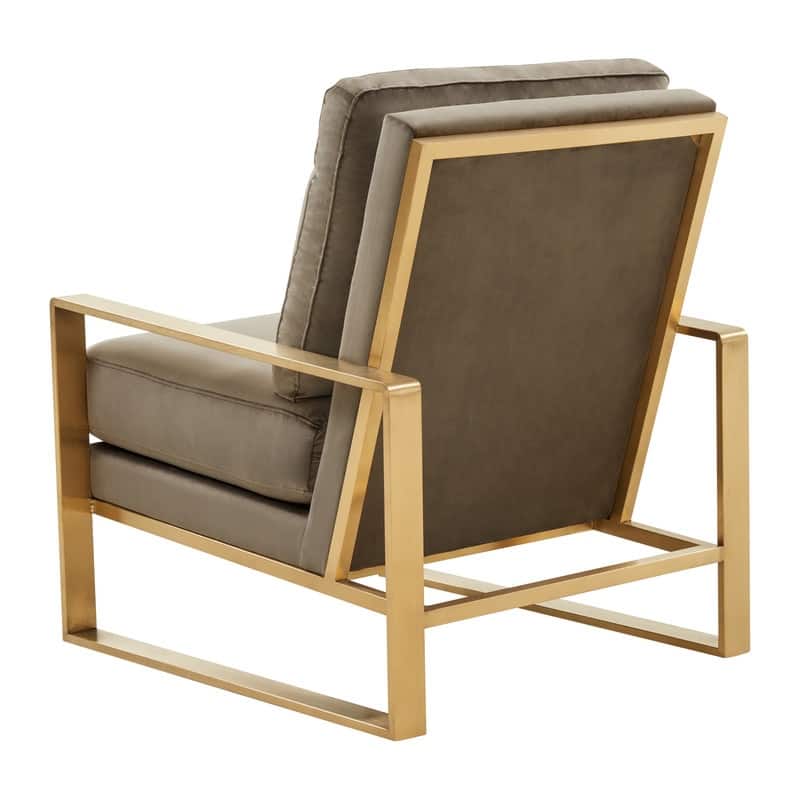 Jefferson Modern Velvet Accent Chair with Brushed Gold Frame, Removable Cushions, and Floor Protectors for Living Room or Office