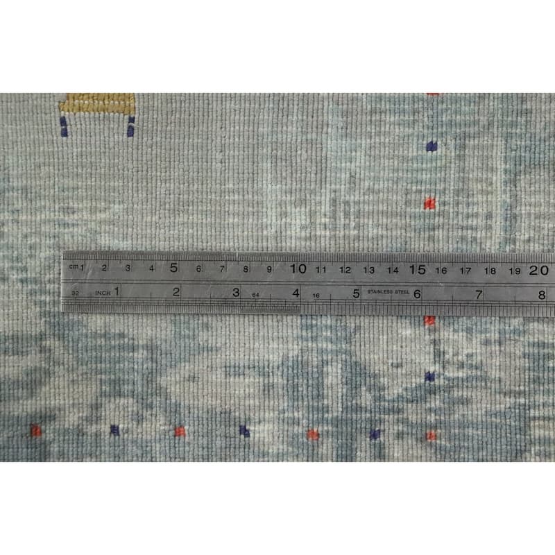 Hand Knotted Oriental Viscose Silk Carpet Modern Pictorial Greys & Charcoal Abstract Area Rug - 7' 10'' X 5' 7''