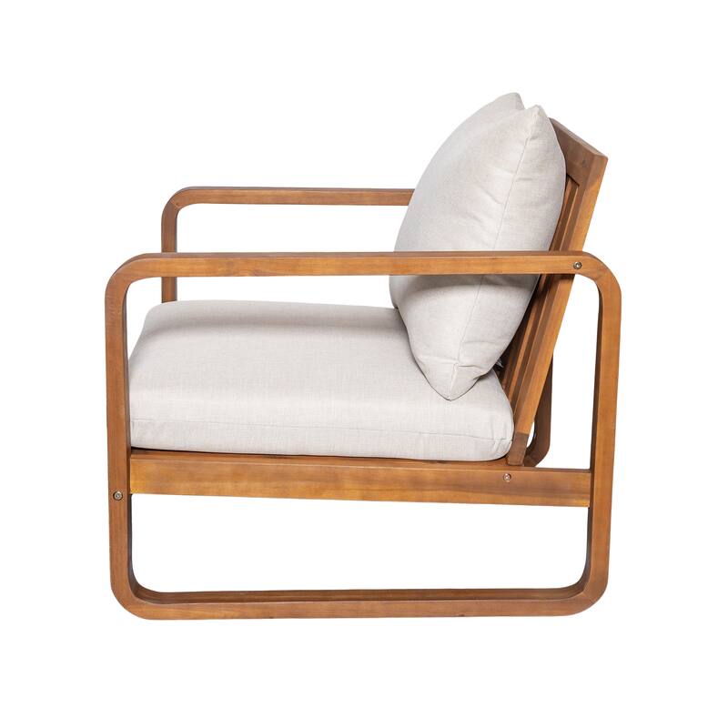 Christopher Knight Home - Outdoor Acacia Wood Lounge Chair with Cushions