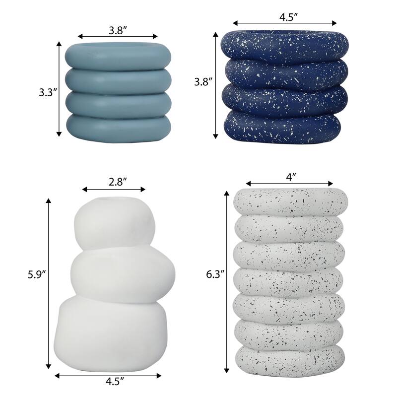 JONATHAN Y Hollis Modern Minimalist Handmade Concrete Stacked Ring Planter Set with Drainage Holes (Set of 4)