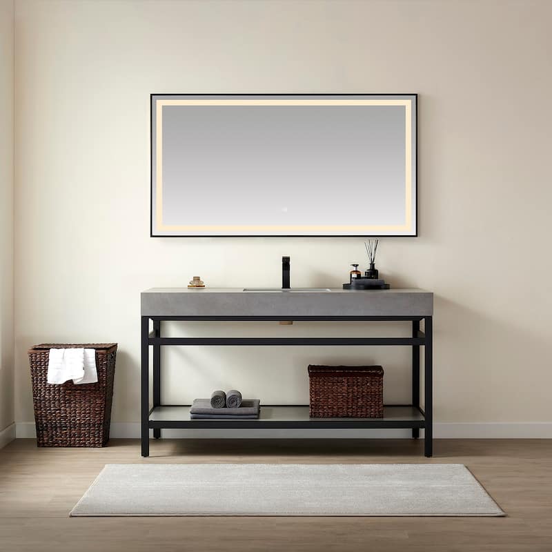 Funes 60" Single Vanity, Metal Support with Stone Top without Mirror - 60''x22''