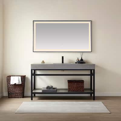 Funes 60" Single Vanity, Metal Support with Stone Top without Mirror - 60''x22''
