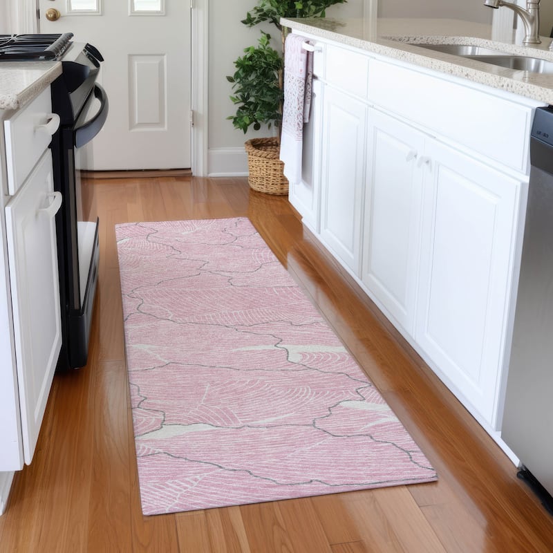 Premium Washable Super Soft Contemporary Puzzle Mayfield Rug - Pink - 2'3" x 7'6"