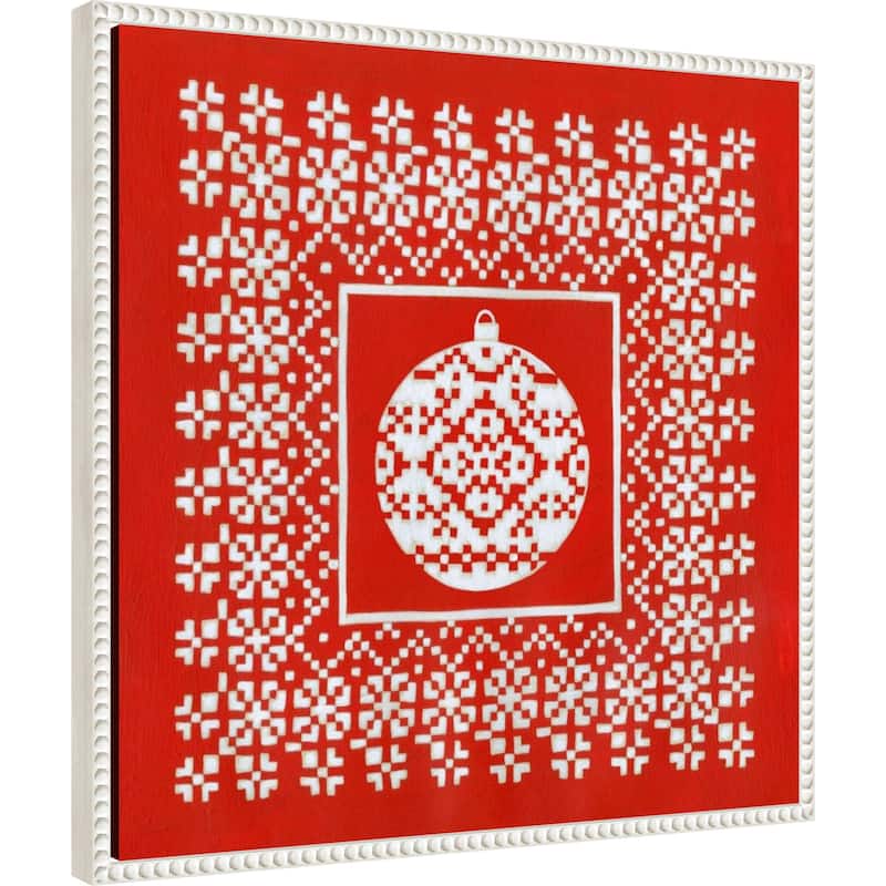 Fair Isle Snowflake VI by Chariklia Zarris (22 x 22 in.), Framed Canvas Wall Art Print - Sylvie Beaded White
