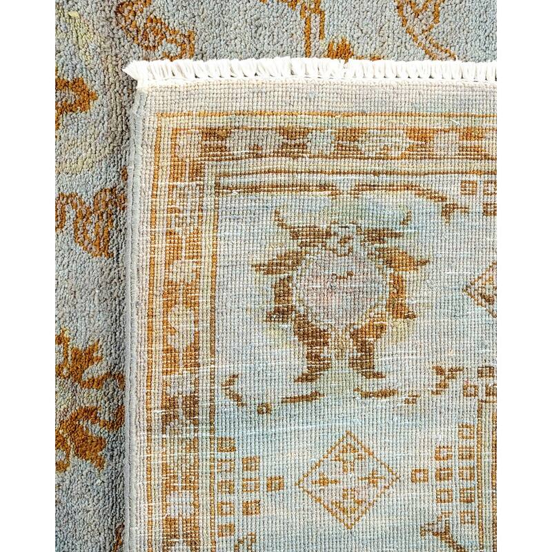 Overton Hand Knotted Wool Vintage Inspired Modern Contemporary Overdyed Blue Area Rug - 4' 7" x 6' 10"